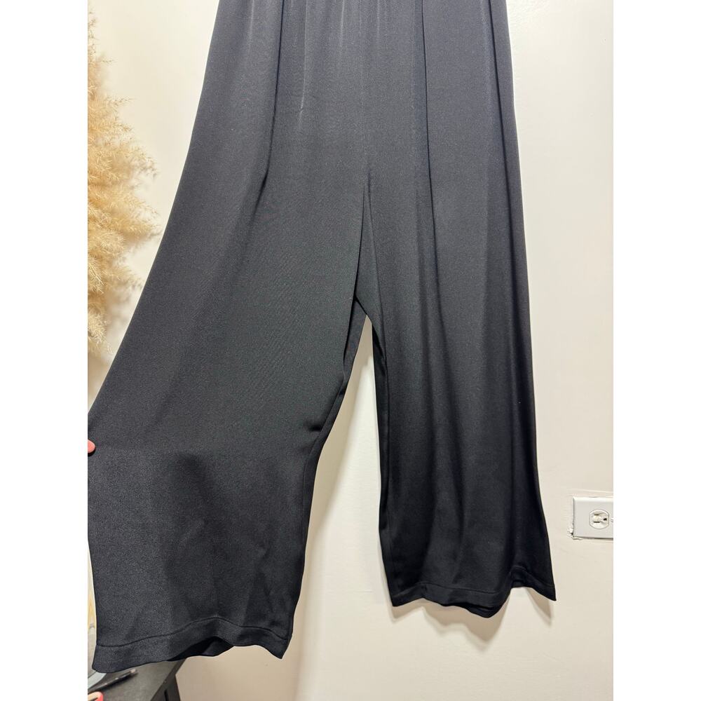 ESKANDAR 100% Silk Wide Leg Trousers Pants Size 1 Pull-On Black Midnight - Picture 8 of 10